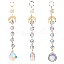 3 Stück Glas-Tropfen-Rundblatt-Hänge-Sonnenfänger-Set&nbsp;HJEW-JM04603-01