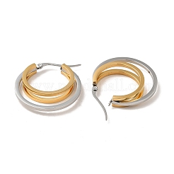 Pendientes de aro triples de acero inoxidable 304 de dos tonos para mujer&nbsp;EJEW-I272-01GP