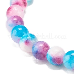 Pulsera elástica con cuentas redondas de jade blanco natural&nbsp;BJEW-JB07968-01