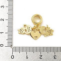 Gestellvergoldete europäische Anhängeranhänger mit Pavé-Kubikzirkonia aus Messing&nbsp;KK-Z067-43G