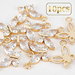 10pcs pendentifs en zircone cubique en laiton clair&nbsp;ZIRC-BC0001-06