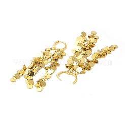 Boucles d'oreilles créoles à pampilles rondes plates en laiton placage en rack&nbsp;EJEW-E270-18G