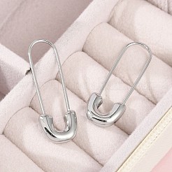 Boucles d'oreilles créoles en acier inoxydable 304 avec breloque épingle de sûreté pour femmes&nbsp;EJEW-C096-41P
