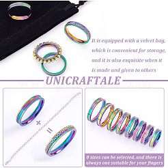 16 Stück 8 Größen 201 Edelstahl geriffelter Fingerring für Frauen&nbsp;RJEW-UN0002-38M