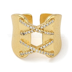 Anelli da dito con polsino in zirconia cubica micro pavé in ottone placcato per donna&nbsp;RJEW-C114-20A-G