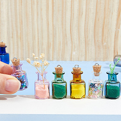 18 Stück 9 Farben Glas-Wunschflaschen-Anhänger&nbsp;GLAA-WH0039-70
