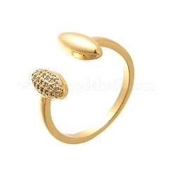 Anelli da dito con polsino in zirconia cubica micro pavé in ottone placcato per donna&nbsp;RJEW-C117-04A-G