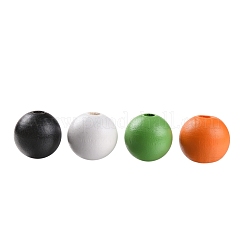 160 pcs 4 couleurs halloween perles de bois naturel peintes&nbsp;WOOD-LS0001-01P