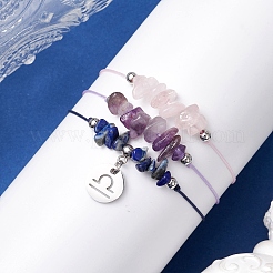 3 pz costellazioni regolabile in nylon intrecciato braccialetti di perline per donne e uomini&nbsp;BJEW-JB11325-07