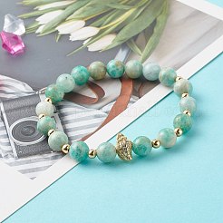 Ensemble de bracelets extensibles à breloques en zircone cubique en forme de coquille pour adolescentes femmes&nbsp;BJEW-JB06850-04