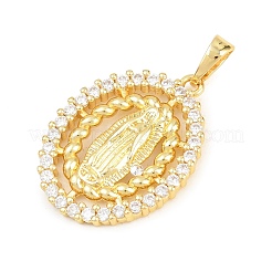 Colgantes religiosos de latón con micropavé de circonitas cúbicas transparentes&nbsp;KK-D258-38G-03