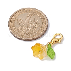 5 pendentif décoratif en acrylique avec fleurs et feuilles.&nbsp;HJEW-JM01365-02