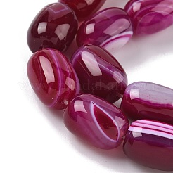 Brins de perles d'agate naturelle à bandes/agate rayée (teintes et chauffées)&nbsp;G-H324-01I