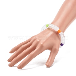 Stämmiges Acryl-Stretch-Armband mit gebogenen Rohren und Säulenperlen für Mädchen und Frauen&nbsp;BJEW-JB06989