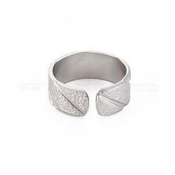 Bague ouverte texturée en acier inoxydable 304 anti-ternissement pour femme&nbsp;RJEW-S405-165P