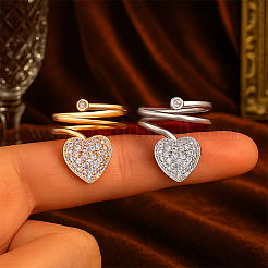 4 Stück 2 Farben Messing Micro Pave Zirkonia Fingerringe für Frauen&nbsp;RJEW-HY0001-27
