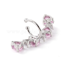 Orecchino polsino in zirconia cubica cuore rosa per il piercing&nbsp;EJEW-C002-13P-RS