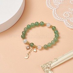 Avventurina verde naturale e braccialetti con perline di quarzo morganite imitazione&nbsp;BJEW-JB09041