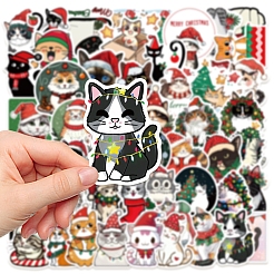 Autocollants imperméables en PVC pour chat de Noël&nbsp;PW-WG33E9A-01