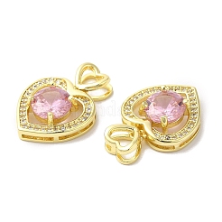 Pendentifs en laiton micro pavé de zircons cubiques transparents et roses&nbsp;KK-E068-VA122-2