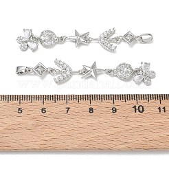 Grandi pendenti in ottone con micro pavé di zirconi chiari&nbsp;CU-E004-01P