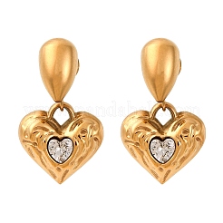 Orecchini pendenti a forma di cuore in acciaio inossidabile 304&nbsp;EJEW-S279-02G