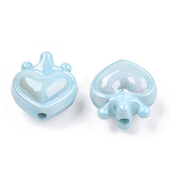 Cuentas de acrílico iridiscente arco iris opaco chapado uv&nbsp;OACR-T027-01-B02