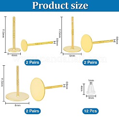 6 Paar 3 Stile 925 Sterling Silber flache Pad Ohrstecker Zubehörse&nbsp;STER-PH0004-72