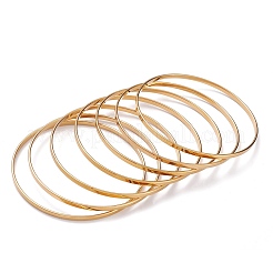 7 pulsera apilable de acero inoxidable 201 con revestimiento al vacío de PVD para mujer.&nbsp;BJEW-O182-06G-1