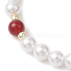 3 bracelet extensible rond en perles de coquillage&nbsp;BJEW-JB11937