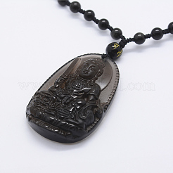 Natürlichen goldenen Glanz Obsidian Perlen Anhänger Halsketten&nbsp;NJEW-E116-14