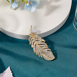 1 spilla in lega di piume con strass e perla di plastica&nbsp;JEWB-GF0001-48