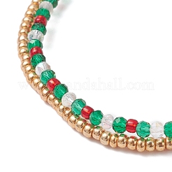 Perline di vetro natalizie e braccialetti multistrato con perline di vetro&nbsp;BJEW-MZ00240-01