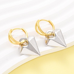 Pendientes de aro de latón con forma de corazón en dos tonos&nbsp;EJEW-D322-12GP-02A