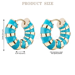 Aretes de aro gruesos con rayas esmaltadas&nbsp;JE1110B