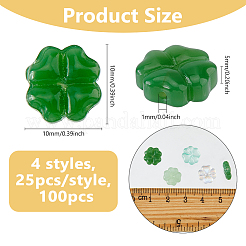 100 pièce de 4 styles de perles de verre peintes en aérosol&nbsp;GLAA-DC0001-51