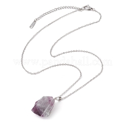Colliers pendentif pépite de fluorite naturelle&nbsp;NJEW-JN04507-01