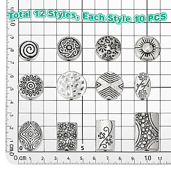 120 pièces 12 styles de perles en alliage de style tibétain&nbsp;FIND-PH0061-65