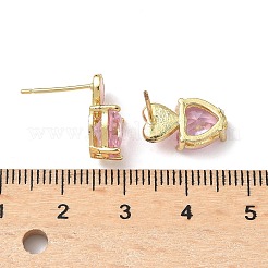 Aretes de latón con forma de corazón y circonitas cúbicas&nbsp;EJEW-A132-05G