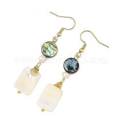 Pendientes colgantes de concha de abulón natural/concha de paua y concha de trochid natural/concha de trochus para mujer&nbsp;EJEW-JE07401