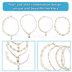 4 stücke 4 stil natürliche shell & imitation perle perlen halsketten set&nbsp;NJEW-AN0001-53