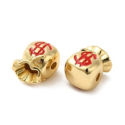 Gestellbeschichtung aus echten 18 Karat vergoldeten Messing-Emaille-Perlen&nbsp;KK-Q795-04G