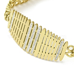 Bracciale a maglie ovali in zirconia cubica con catene in acciaio inossidabile 304&nbsp;BJEW-Q775-02G