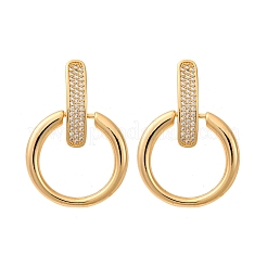 Messing Micro Pave klare Zirkonia Ring Ohrstecker&nbsp;EJEW-F374-01G