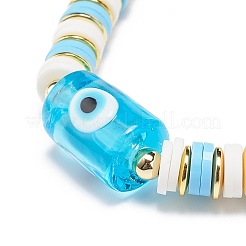 4 pièces 4 couleurs à la main mauvais œil lampwork colonne perlée bracelets extensibles ensemble&nbsp;BJEW-JB08904