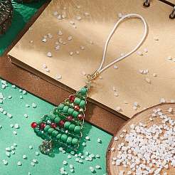 Decoraciones colgantes con cuentas de semillas de vidrio de navidad&nbsp;HJEW-TA00013-01