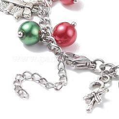 Weihnachtsgeschenkbox & Baum & Schneeflocke & Rentier Legierung Bettelarmband mit Glasperle&nbsp;BJEW-TA00097