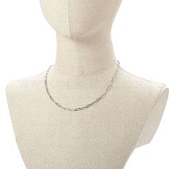 Collier avec chaînes à trombones en acier inoxydable 304 anti-ternissement&nbsp;NJEW-JN03593-02