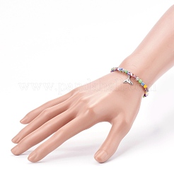 Pulseras elásticas con dijes de acero inoxidable 304&nbsp;BJEW-JB05975-04