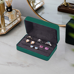 Rechteckige Fingerring-Displayboxen aus PU-Leder mit 3 Steckplatz&nbsp;CON-WH0099-10B
